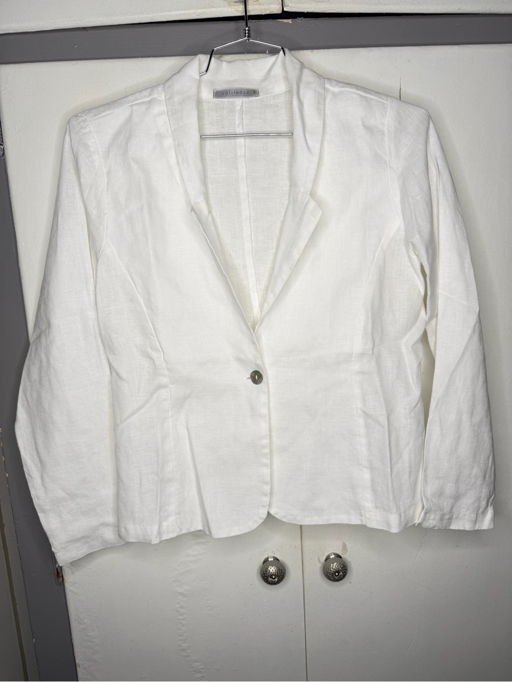 Cut Loose Womens medium White 100% Linen Single Button Blazer